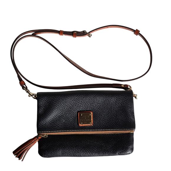 Dooney & Bourke Black Pebble Grain Leather Foldover Zip Crossbody - Picture 14 of 14